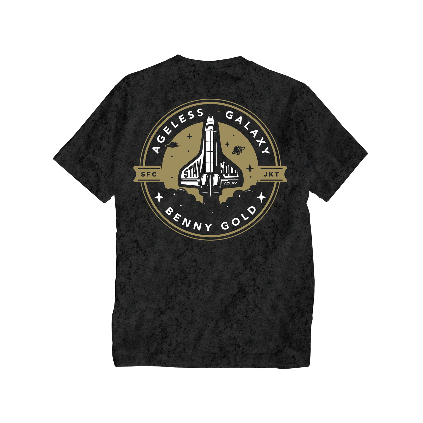 AGXLY Lift Off and Stay Gold Tee - Stone Washed Charcoal