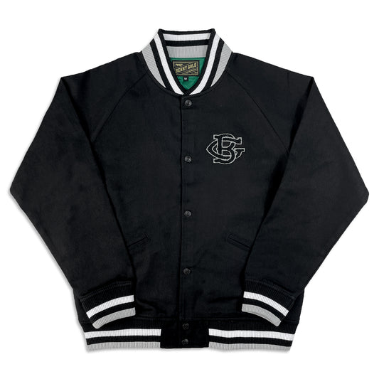 Twill Varsity Jacket with Satin liner and Chenille patch - Black